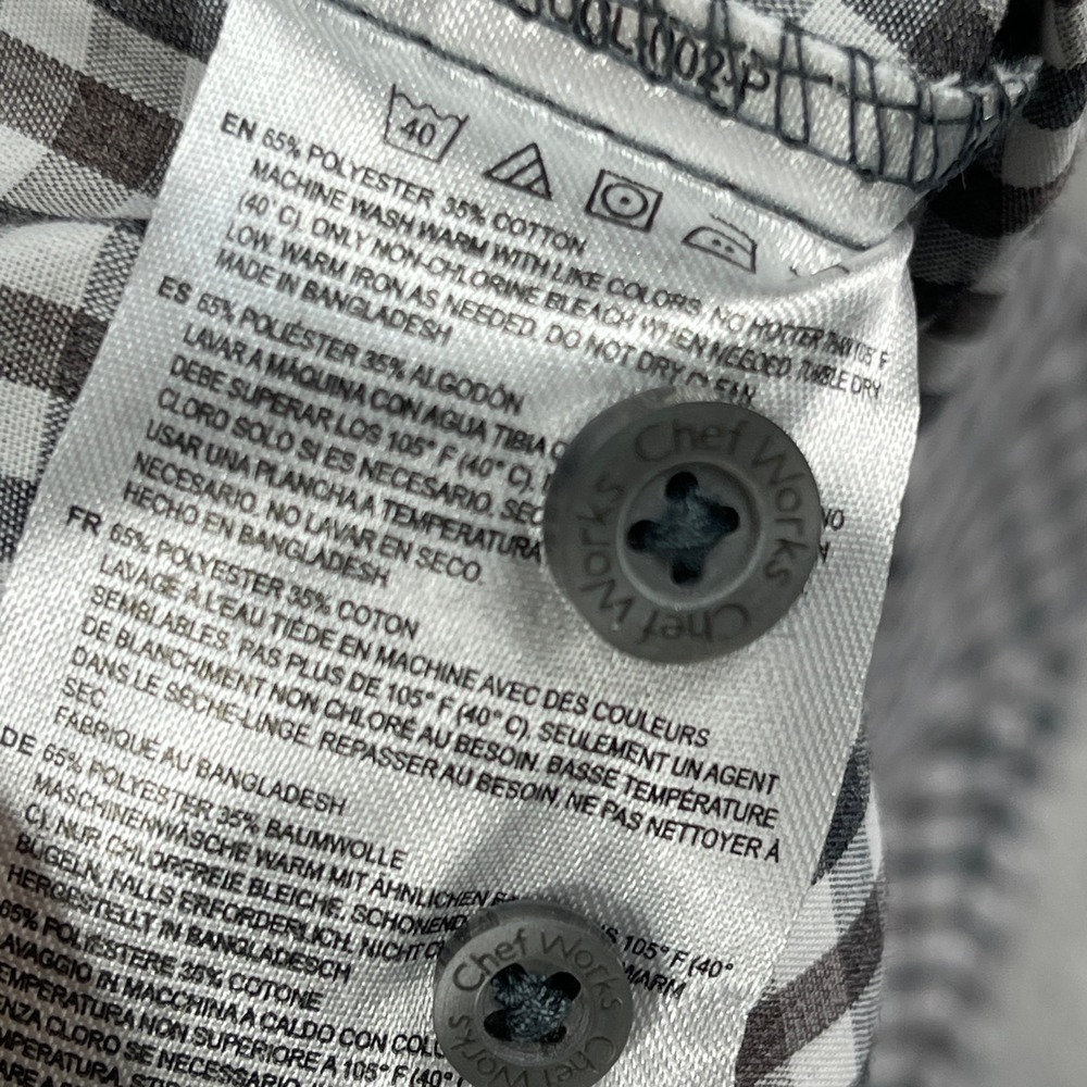 Chef Works Button Up Shirt Mens S Brown Gingham Urban Collection Long Sleeve - Picture 6 of 11